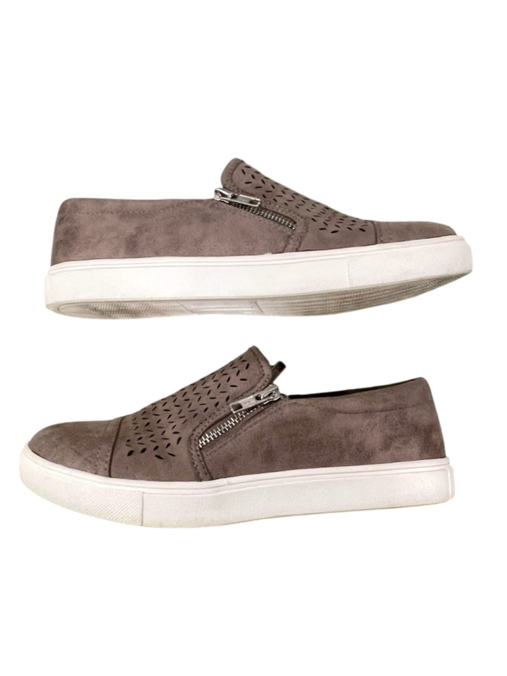 Seven Dials Womens Size 7.,5 Laser Cut Perforated Slip-On Sneakers Zipper Detail - Picture 7 of 15